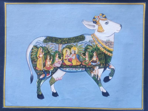 Cow Miniature 1 Traditional Art by Pichwai Art | ArtZolo.com