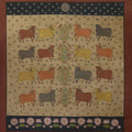 Religious mixed media painting titled 'Cows Pichwai', 52x56 inches, by artist Pushkar Lohar  Pichwai on Cloth
