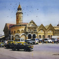 Cityscape watercolor painting titled 'Crawford Market', 12x8 inches, by artist Niketan Bhalerao on On Paper