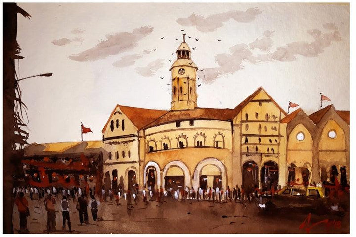 Crawford Market Mumbai Painting by Arunava Ray | ArtZolo.com