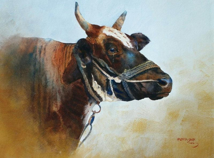 Crying Cow Painting by Rupesh Sonar | ArtZolo.com