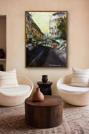 Cst ( Bora Bazar ) by artist Kiran Gunjkar displayed in a Indian Art gallery