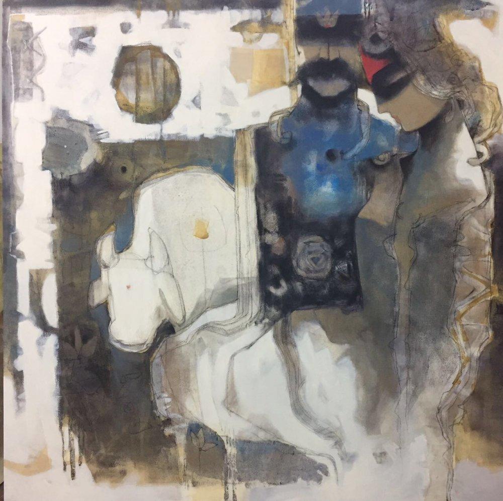 Figurative acrylic painting titled 'Culture', 24x24 inches, by artist Sachin Jaltare on Canvas