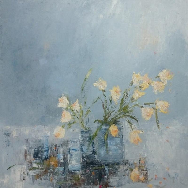 Daffodils In The Studio Painting by Libbi Gooch | ArtZolo.com