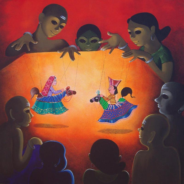 Dance Drama Painting by Prakash Pore | ArtZolo.com