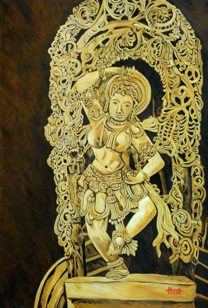 Dancing Girl Yakshini Painting by Ajay Harit | ArtZolo.com