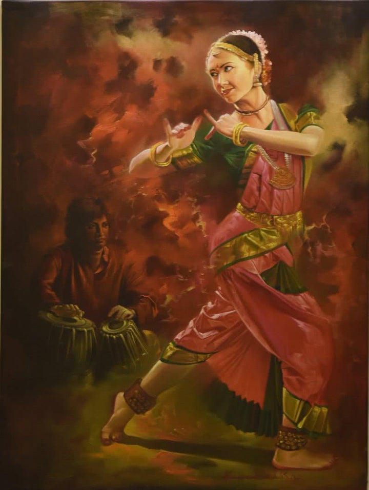 Dancing Lady Painting by Kamal Rao | ArtZolo.com