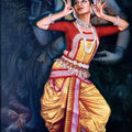 Religious oil painting titled 'Darpana Sundari', 36x24 inches, by artist Rajeev M Y on Canvas