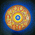 Religious acrylic painting titled 'Dashavtar', 36x36 inches, by artist Madhavi Joshi on Canvas