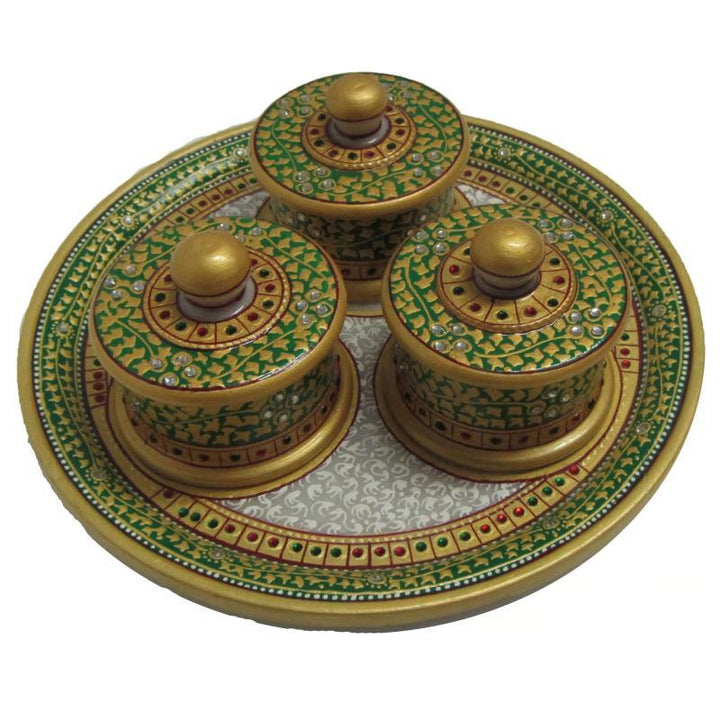 Decorative Circular Box Tray Handicraft by Ecraft India | ArtZolo.com