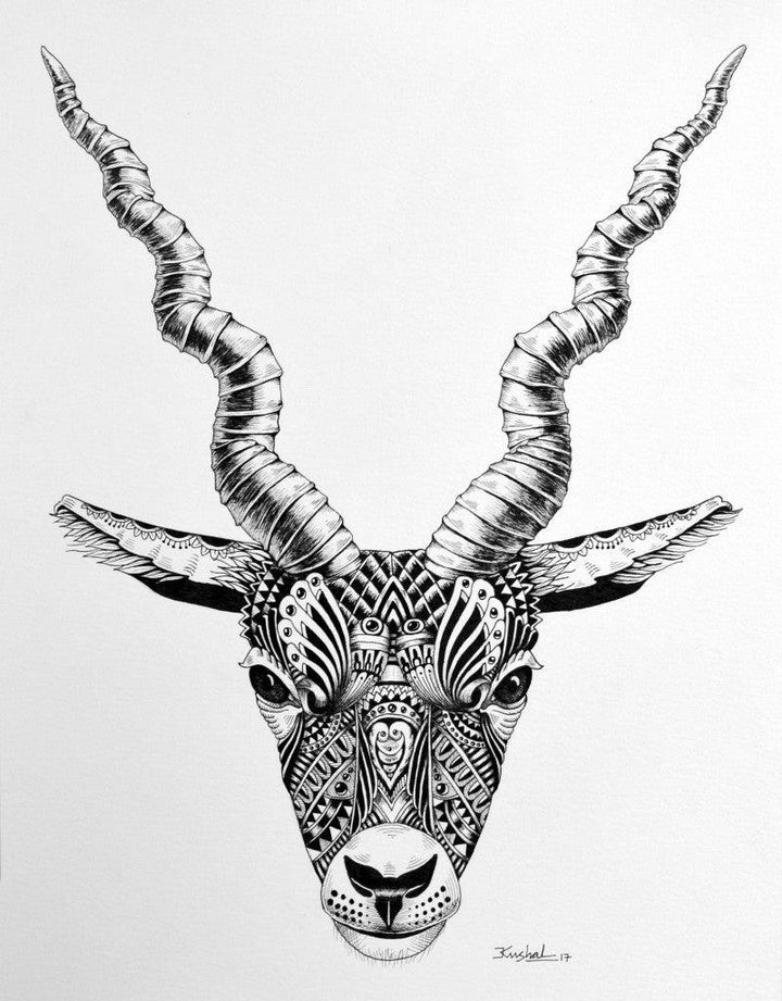 Deer Drawing by Kushal Kumar | ArtZolo.com