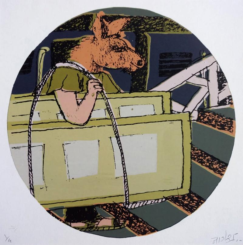 contemporary printmaking titled 'Destination', 13x13 inches, by artist Nagesh Gadekar on Paper