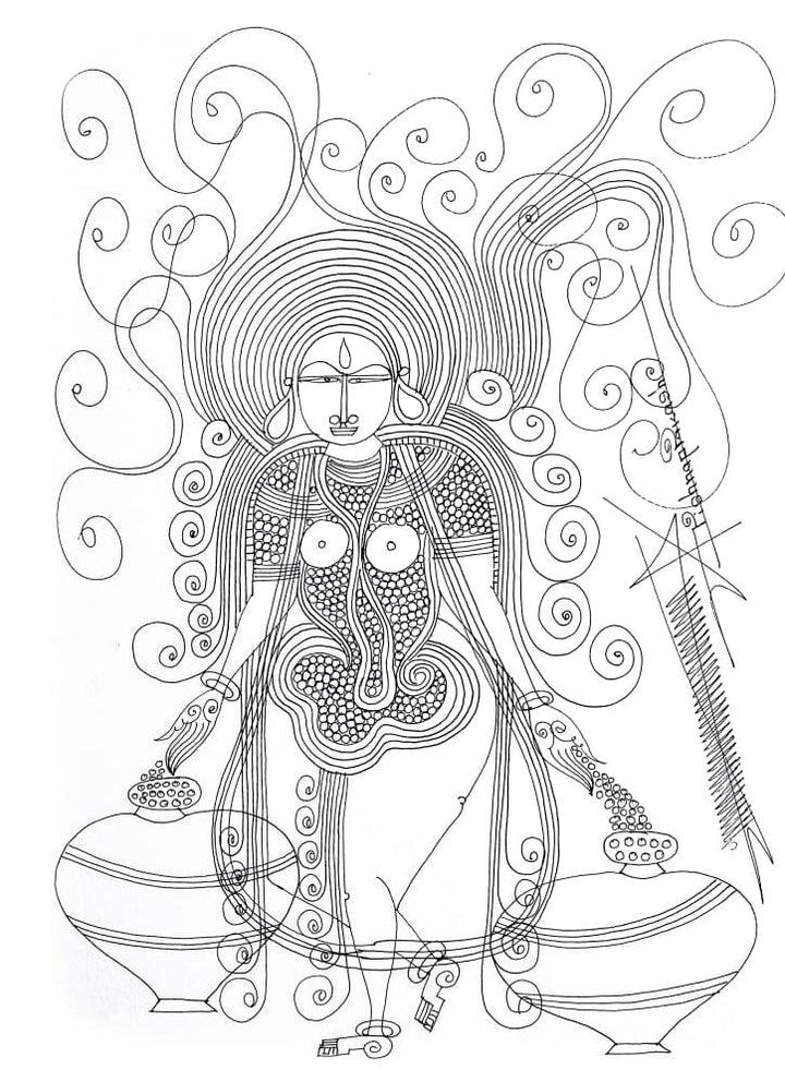 Devi 4 Drawing by Krishnaprakash Vasant Martand | ArtZolo.com