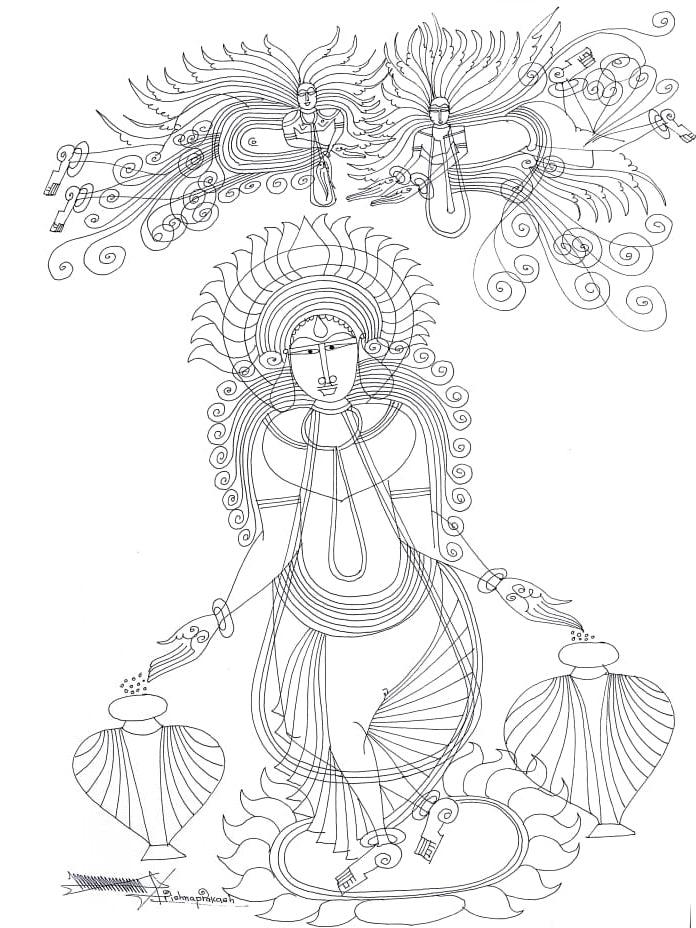 Devi Drawing by Krishnaprakash Vasant Martand | ArtZolo.com