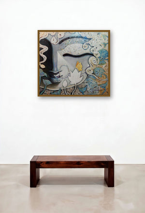 Devi (Inner Harmony) by artist Subrata Ghosh displayed in a Traditional Family Room