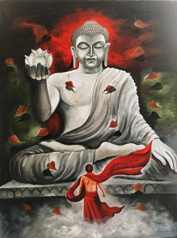 Devotion Of Buddha Painting by Arjun Das | ArtZolo.com