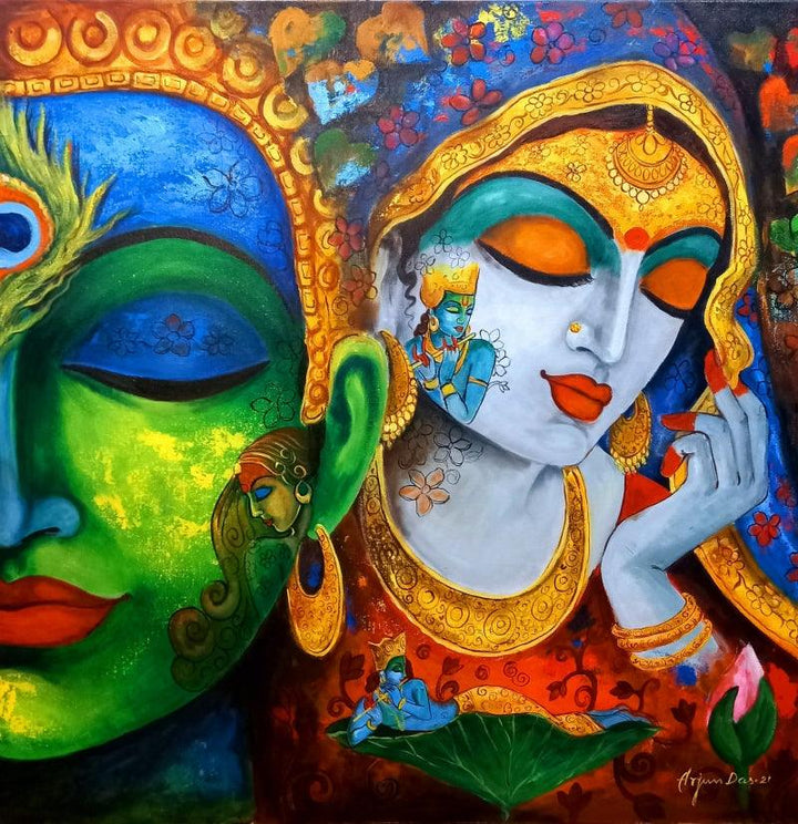 Devotion Of Krishna 10 Painting by Arjun Das | ArtZolo.com