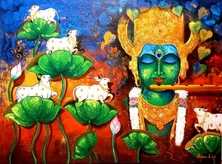 Devotion Of Krishna 11 Painting by Arjun Das | ArtZolo.com