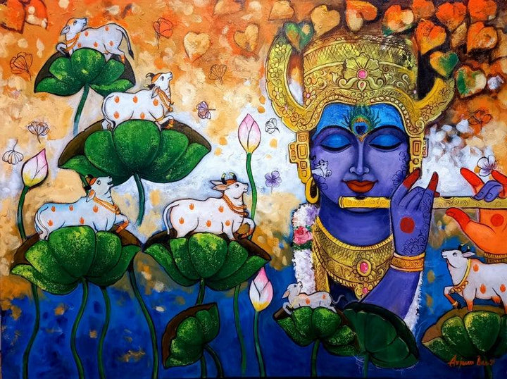 Devotion Of Krishna 12 Painting by Arjun Das | ArtZolo.com