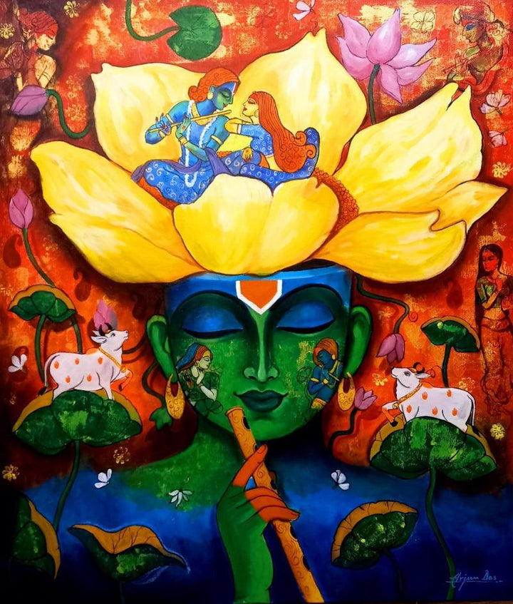 Devotion Of Krishna 13 Painting by Arjun Das | ArtZolo.com