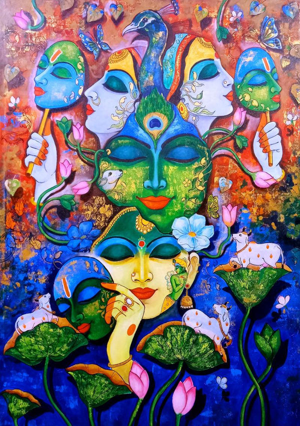 Devotion Of Krishna 16 Painting by Arjun Das | ArtZolo.com