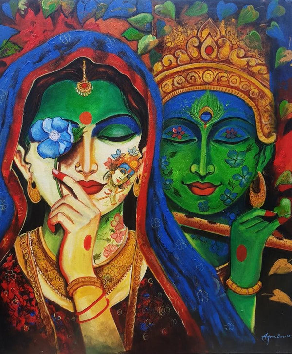 Devotion Of Krishna 2 Painting by Arjun Das | ArtZolo.com