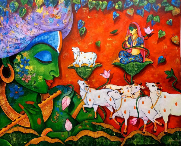 Devotion Of Krishna 20 Painting by Arjun Das | ArtZolo.com