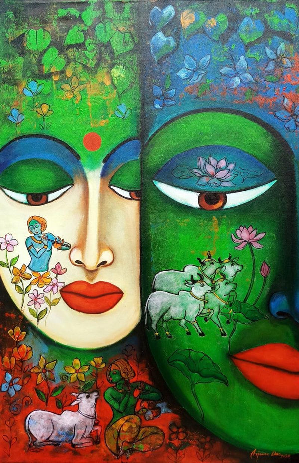 Devotion Of Krishna 4 Painting by Arjun Das | ArtZolo.com