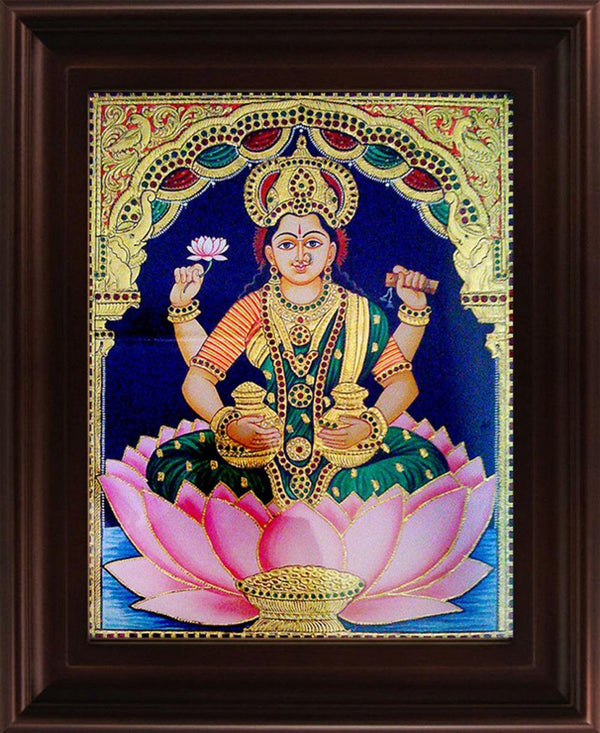 Dhana Lakshmi Tanjore Painting 2 Traditional Art by Myangadi | ArtZolo.com