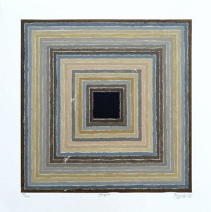 Abstract serigraphs painting titled 'Dhyan', 20x20 inches, by artist S. H. Raza on Paper