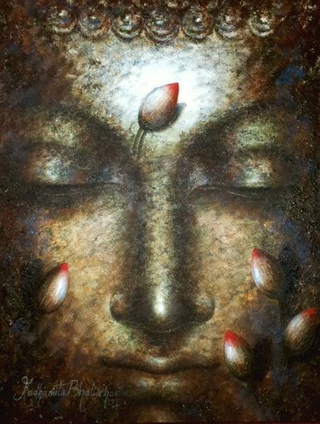 Dhyan Buddha Painting by Madhumita Bhattacharya | ArtZolo.com
