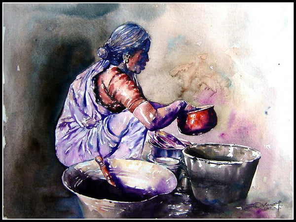 Dishwasher Women Painting by Srv Artist | ArtZolo.com