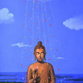 Religious acrylic painting titled 'Divine', 36x18 inches, by artist Sanjay M Khochare on Canvas