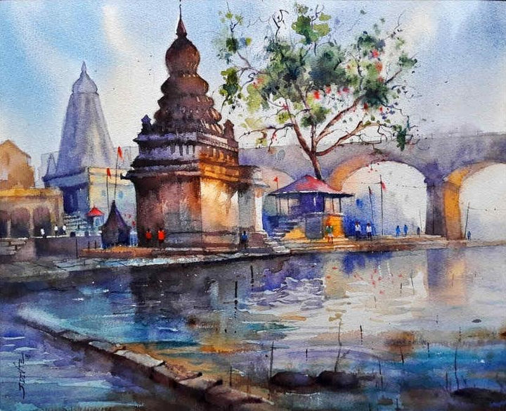 Divine Path To Temple Painting by Jitendra Divte | ArtZolo.com