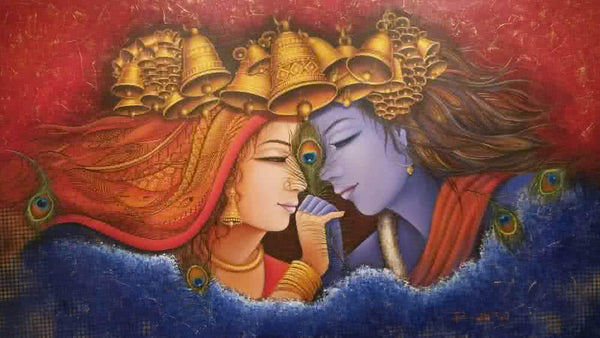 Divine Soul Krishna Radha Painting by Rakhi Baid | ArtZolo.com