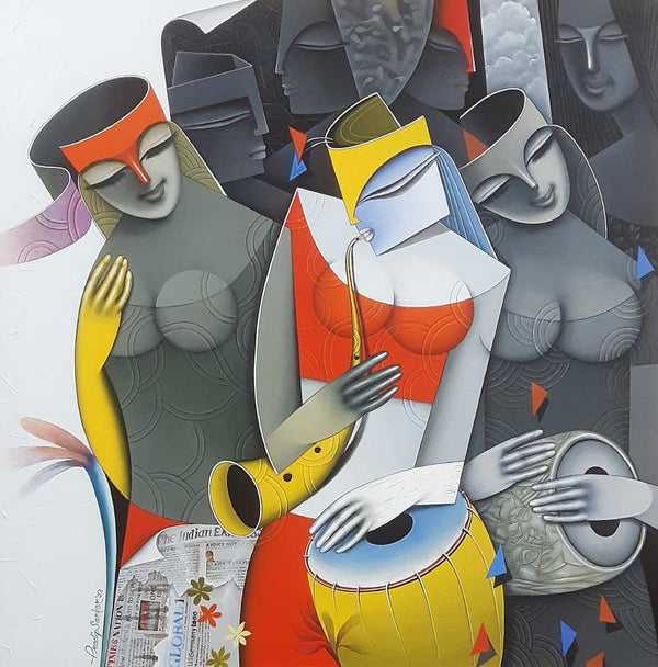 Divine Tunes 3 Painting by Pradip Sarkar | ArtZolo.com