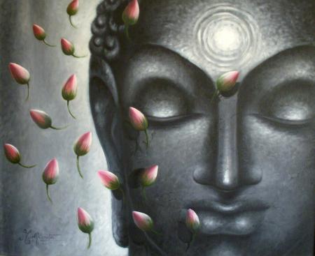 Divya Jyoti Buddha Painting by Madhumita Bhattacharya | ArtZolo.com