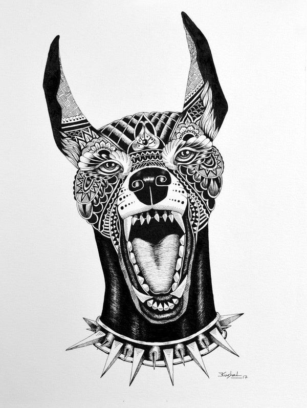 Dog Doberman Drawing by Kushal Kumar | ArtZolo.com