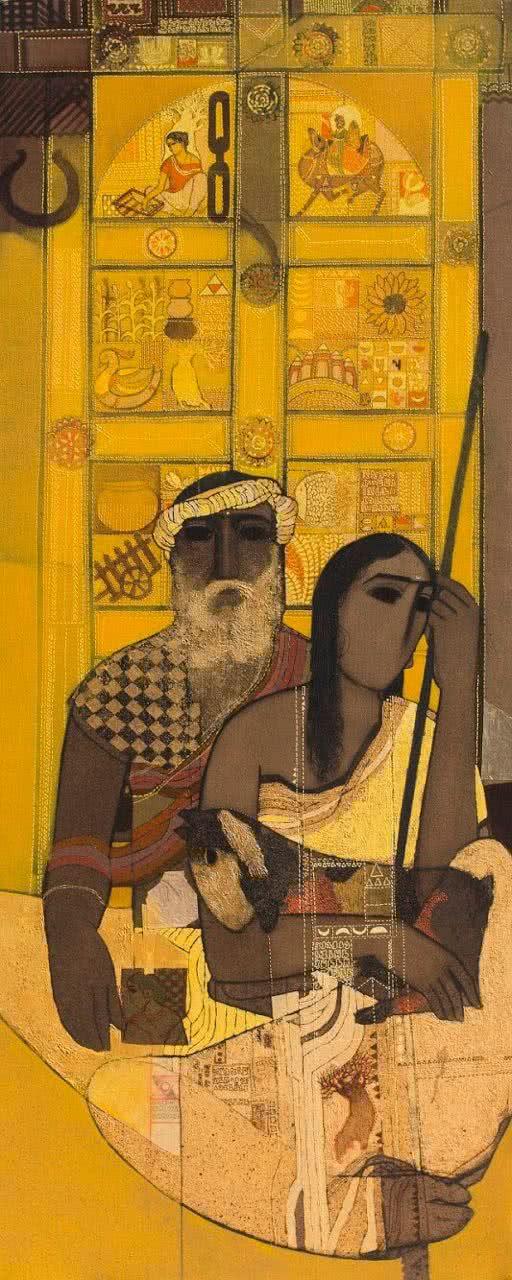 Figurative acrylic painting titled 'Door 2', 65x26 inches, by artist Siddharth Shingade on Canvas