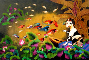 Animals acrylic painting titled 'Dream 2', 48x72 inches, by artist Nur Ali on Canvas