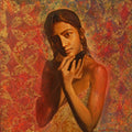 Figurative oil painting titled 'Dream', 30x30 inches, by artist Harisadhan Dey on Canvas