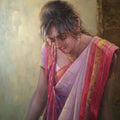 Portrait oil painting titled 'Dream', 30x24 inches, by artist Sabir Hussain on Canvas