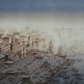 Cityscape watercolor painting titled 'Dream City 2', 22x30 inches, by artist Subir Dey on Paper