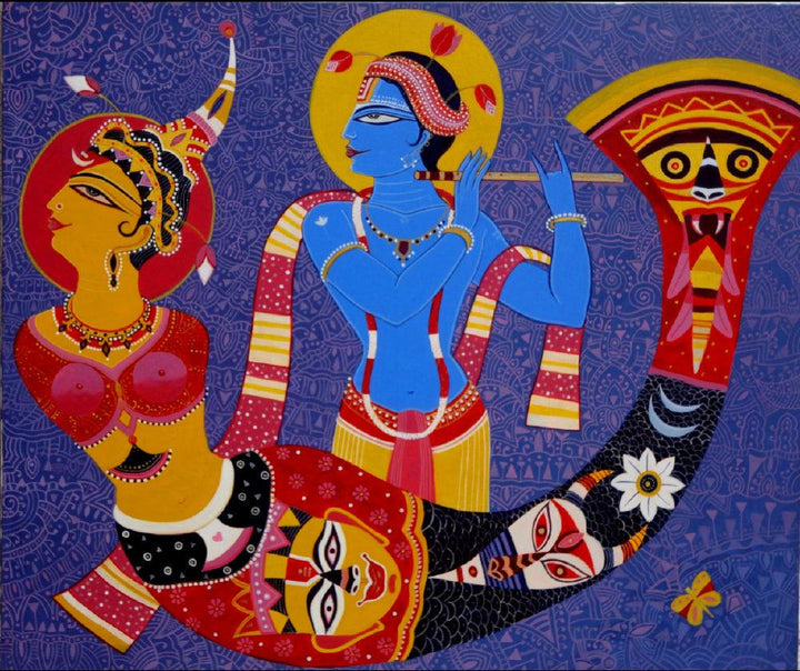 Dreamgirl With Krishna Painting by Bhaskar Lahiri | ArtZolo.com