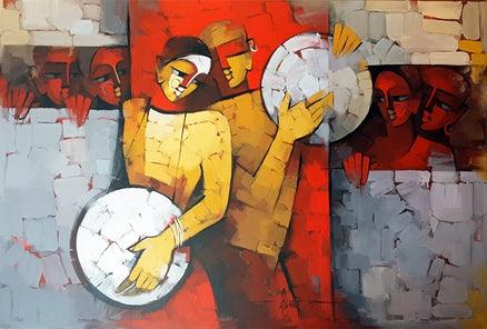 Drummer Couple Painting by Deepa Vedpathak | ArtZolo.com