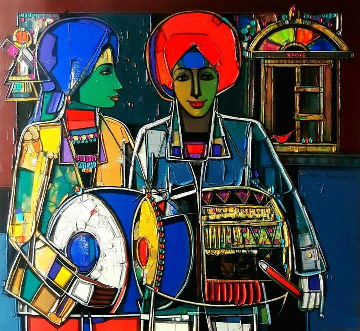 Drummers Painting by Girish Adannavar | ArtZolo.com