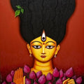 Religious acrylic painting titled 'Durga', 40x30 inches, by artist RAJIB DEYASHI on Canvas