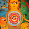 Religious acrylic painting titled 'Durga', 60x48 inches, by artist Meenakshi Jha Banerjee on Canvas