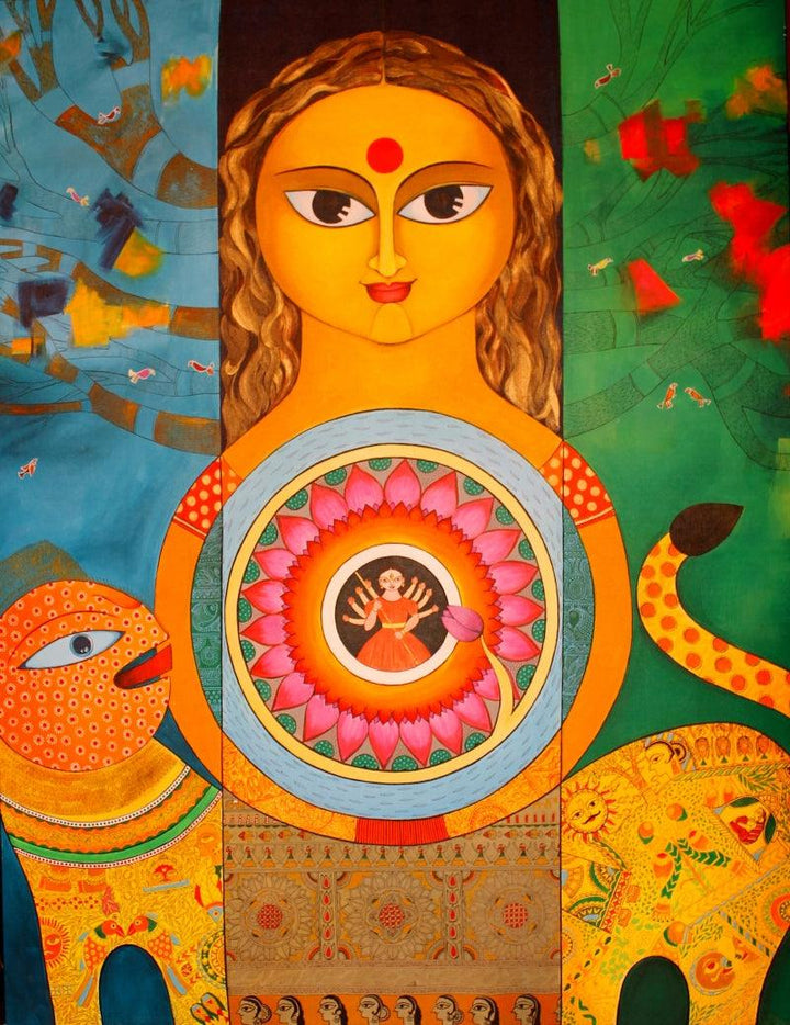 Durga Painting by Meenakshi Jha Banerjee | ArtZolo.com