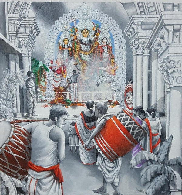 Durga Puja (Maha Shasthi) Painting by Amlan Dutta | ArtZolo.com